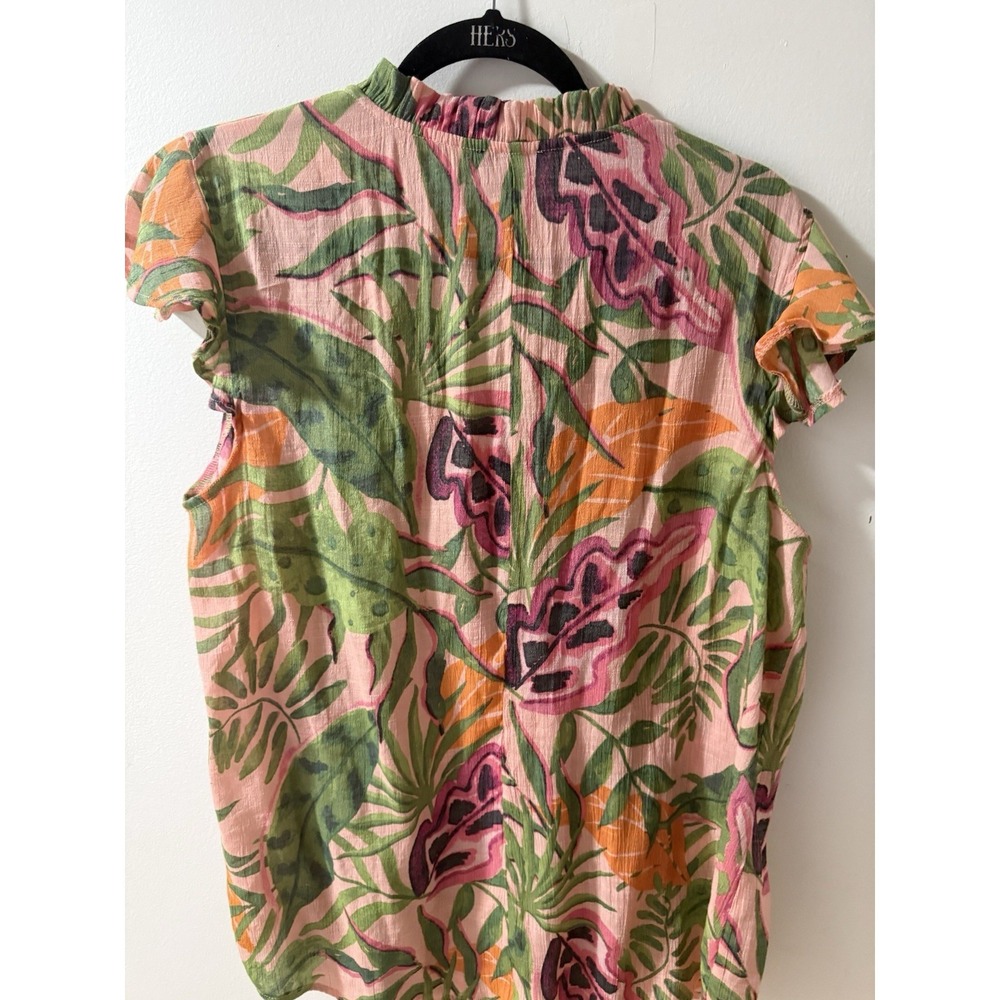 Ava & Grace Pink Floral Flutter Sleeve Chiffon Gauze Blouse XL SUMMER TROPICAL - Picture 5 of 9